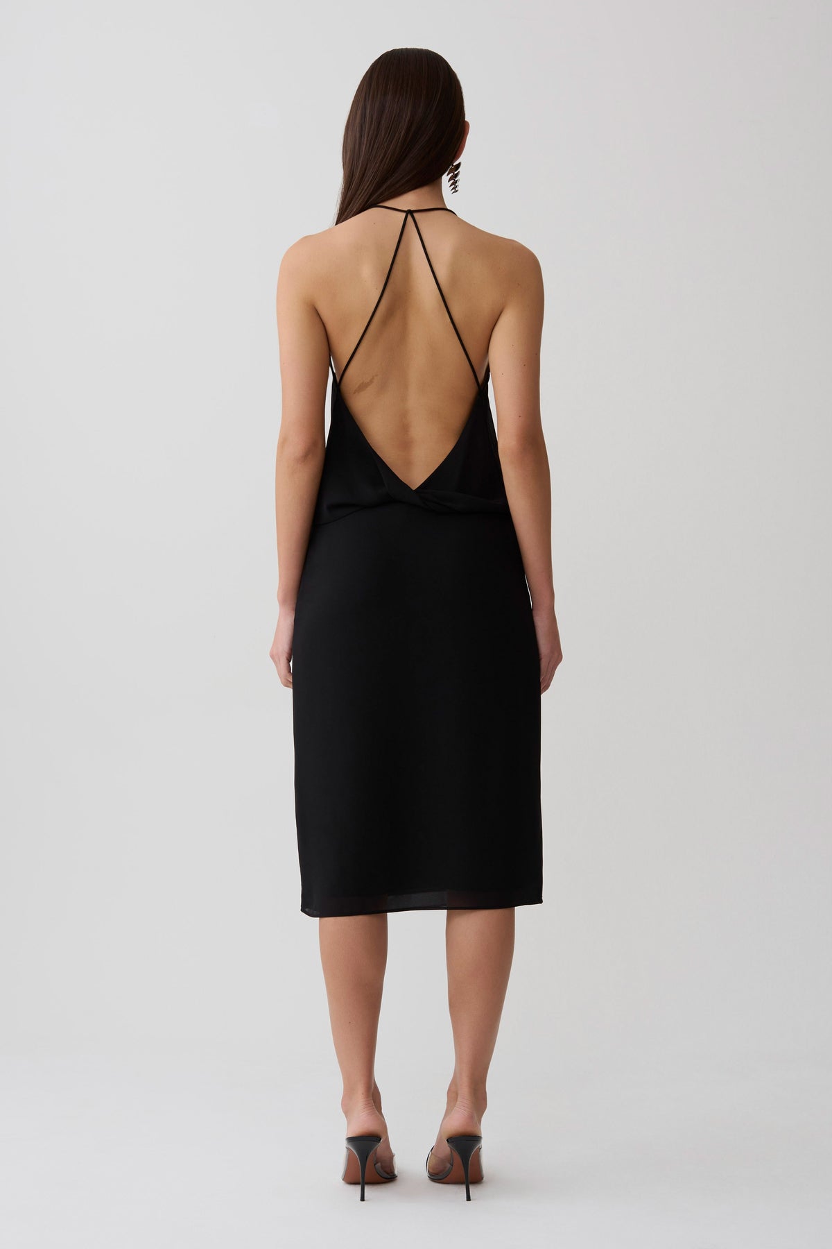 Amelia Low Back Chiffon Top - Black