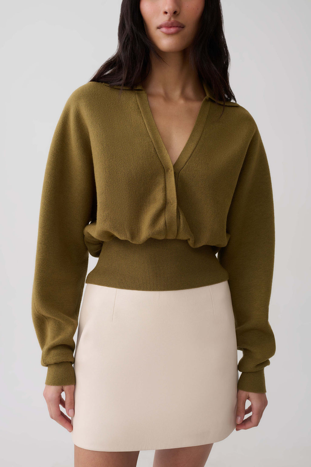 Kasey Long Sleeve Blouson Top - Olive
