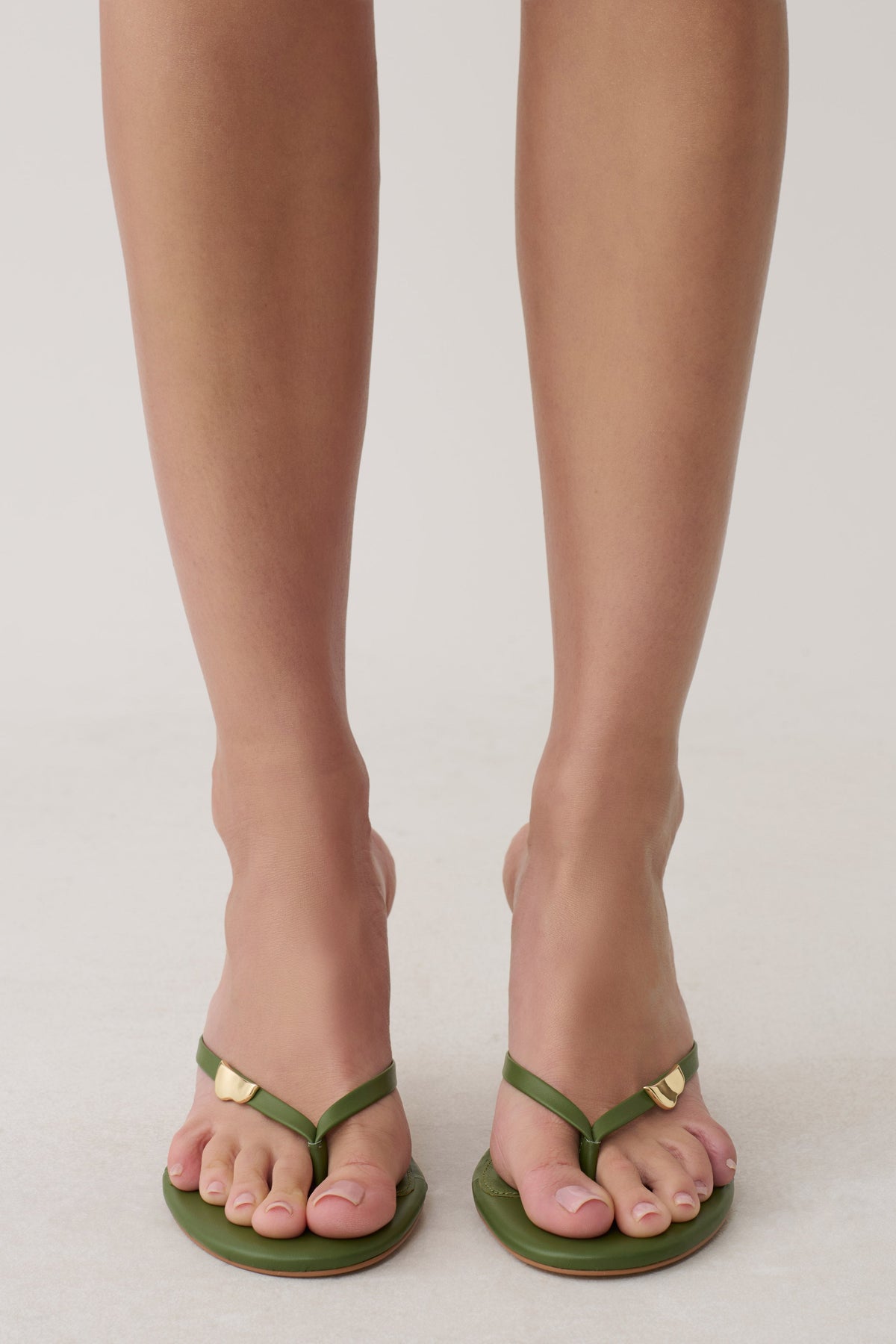 Elaria Thong Heels With Hardware - Martini Olive