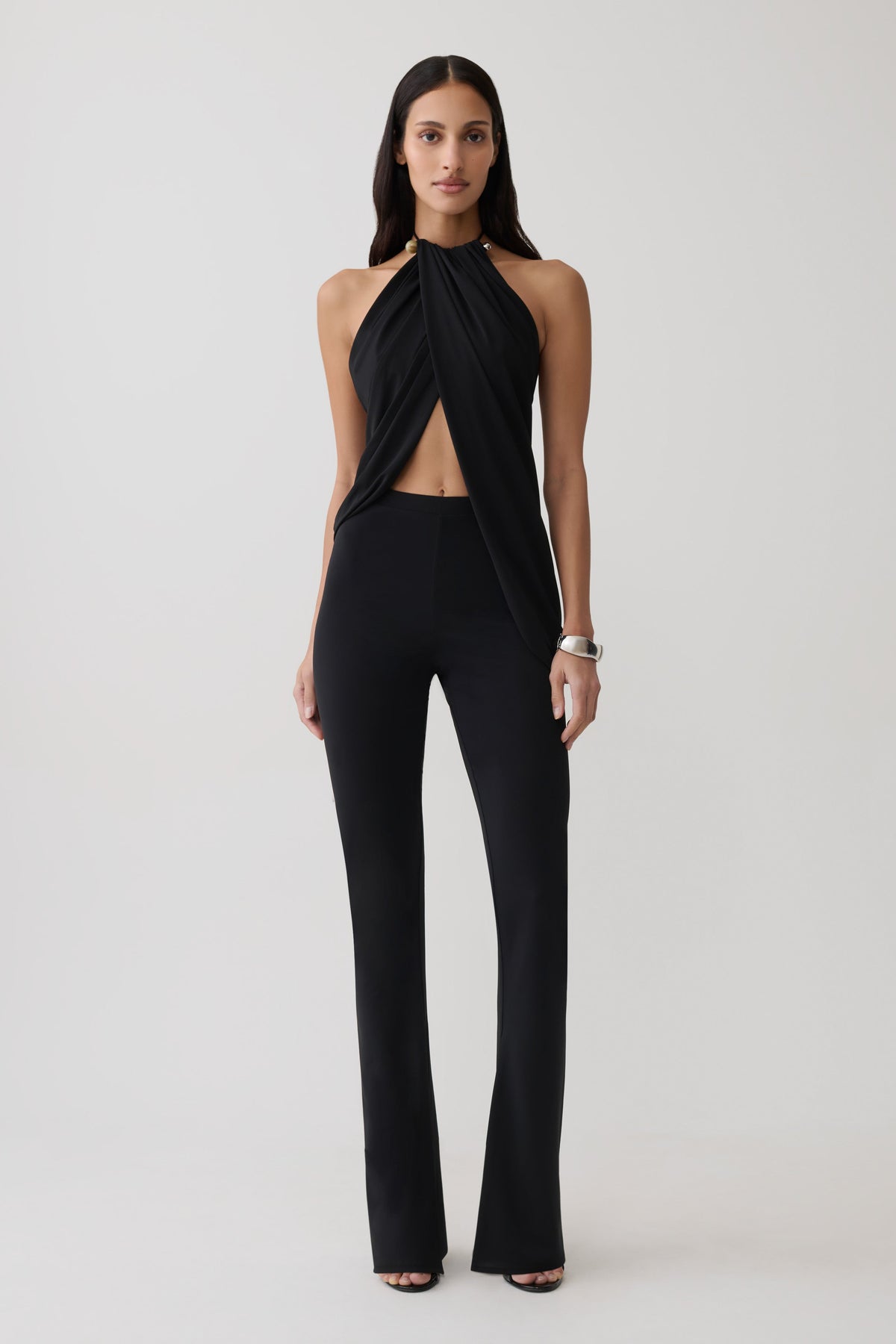 Yuna Draped Hardware Top - Black