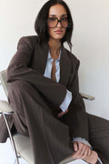 Phoebe Double Breasted Blazer - Brown Stripe