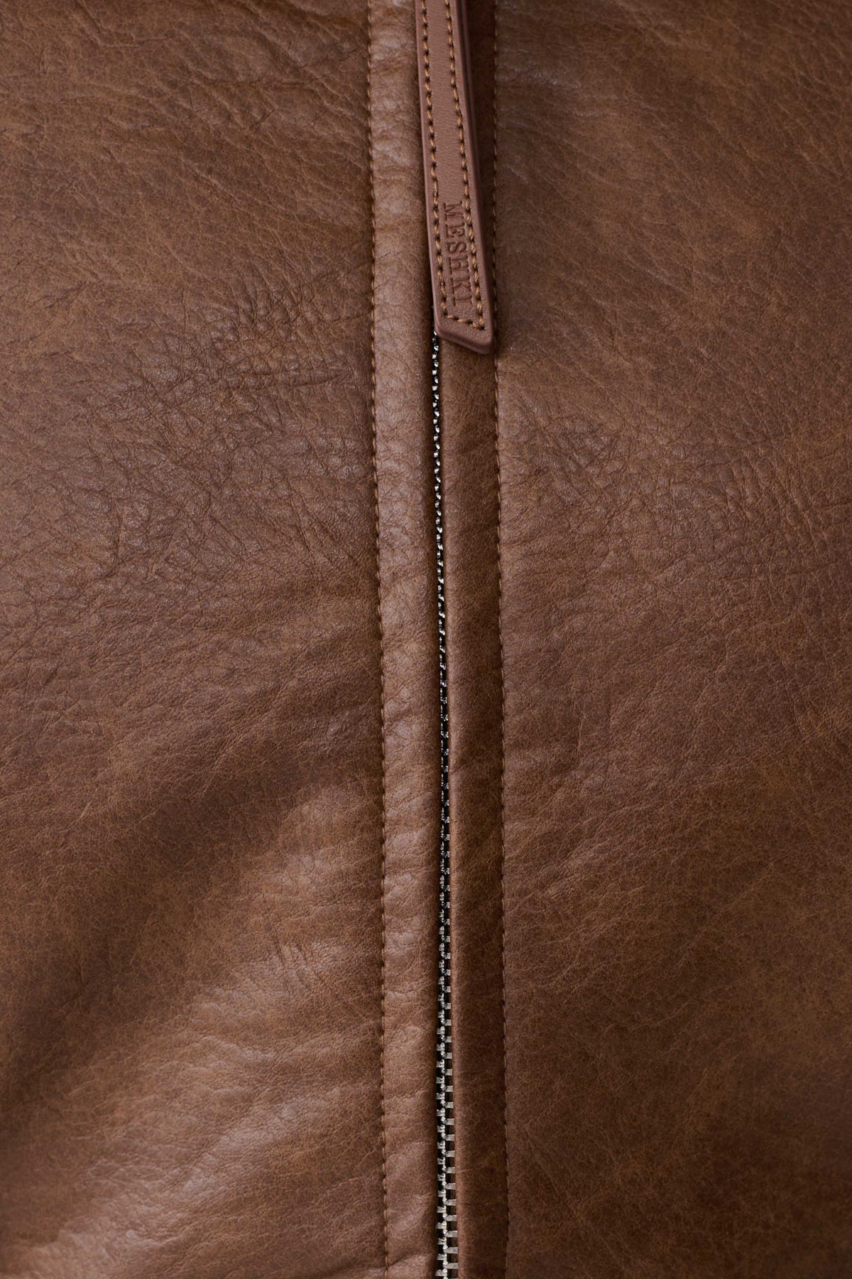 Telma Faux Leather Collared Jacket - Chocolate
