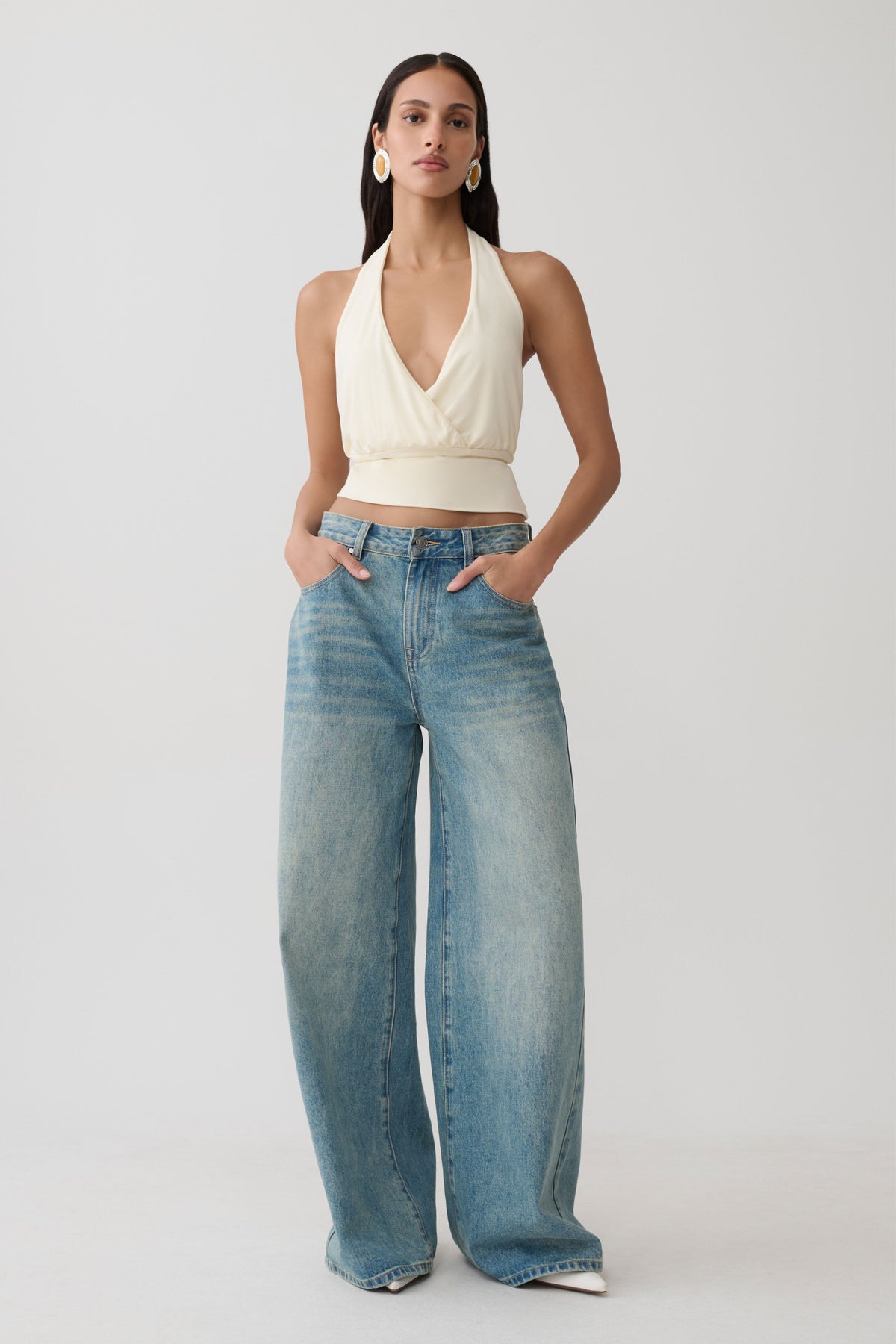 Jina Draped Halter Top - Ivory