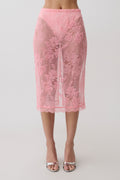 Marcelle Lace Midi Skirt - Pink