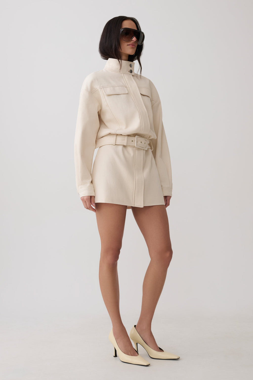 Scott Denim Mini Dress - Cream