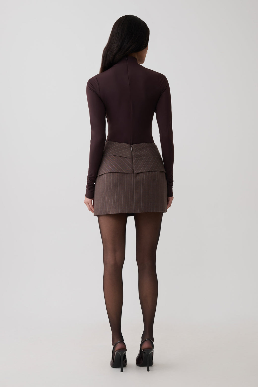 Phoebe Draped Mini Skirt - Brown Stripe