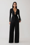 Ren Cowl Long Sleeve Slinky Bodysuit - Black