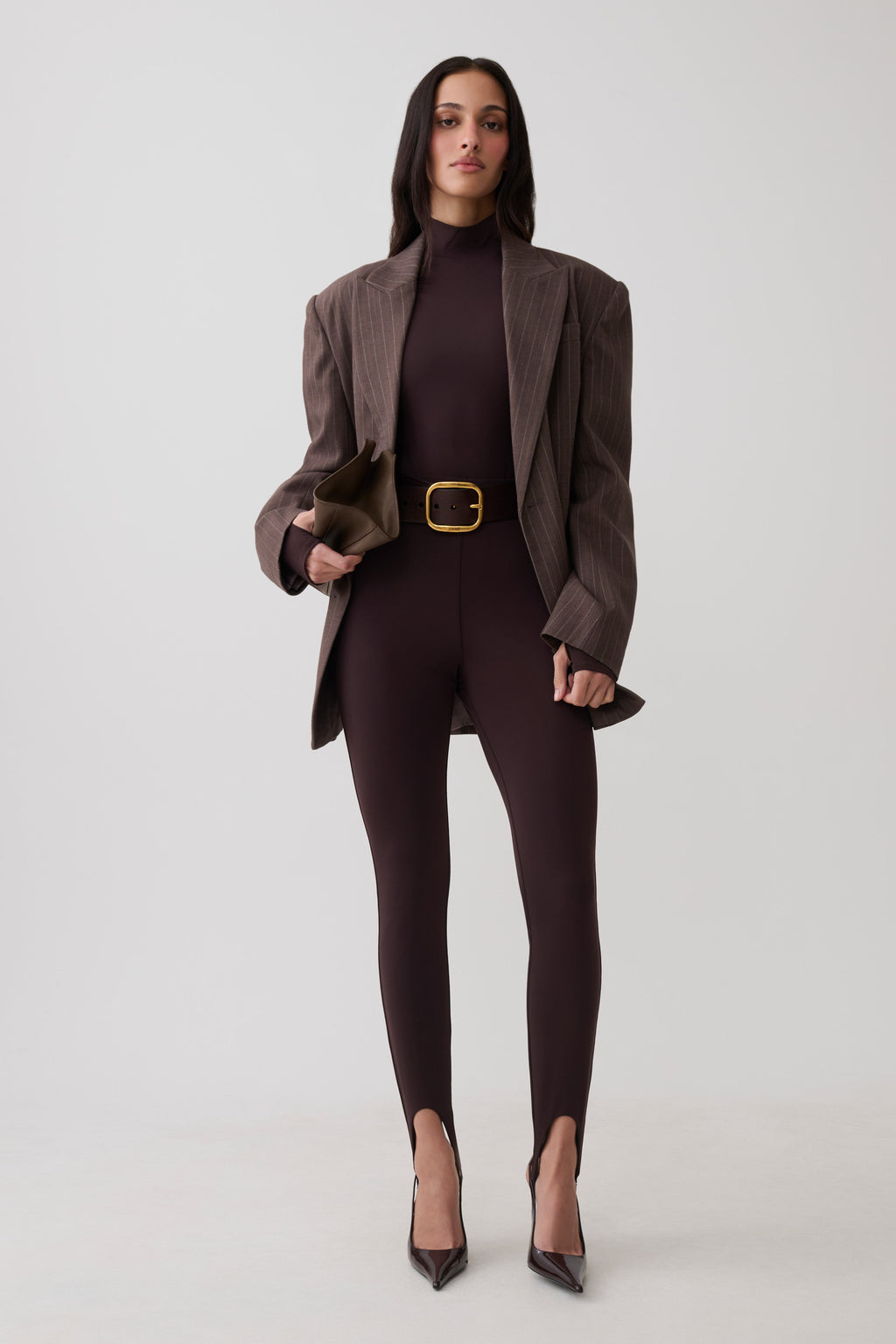 Almira Jersey Stirrup Leggings - Chocolate