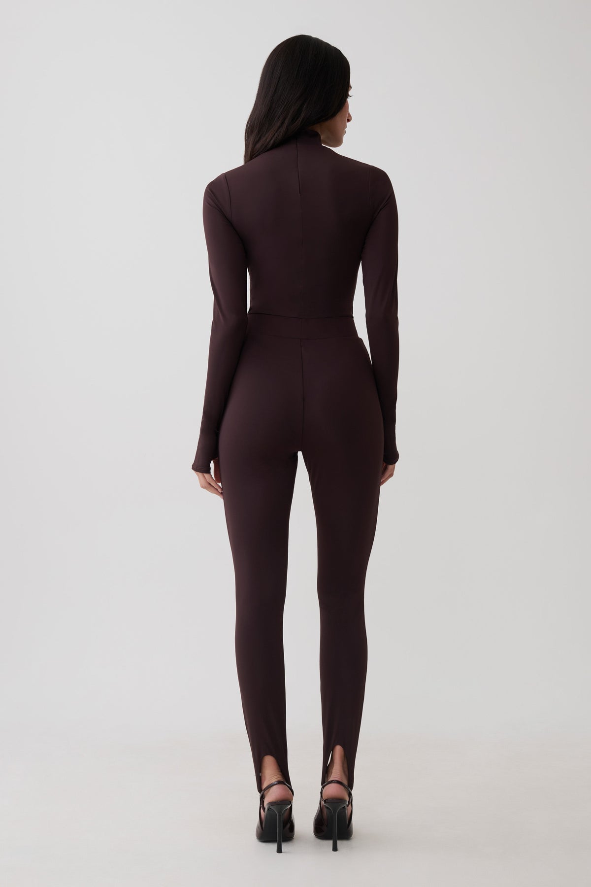Almira Jersey Stirrup Leggings - Chocolate