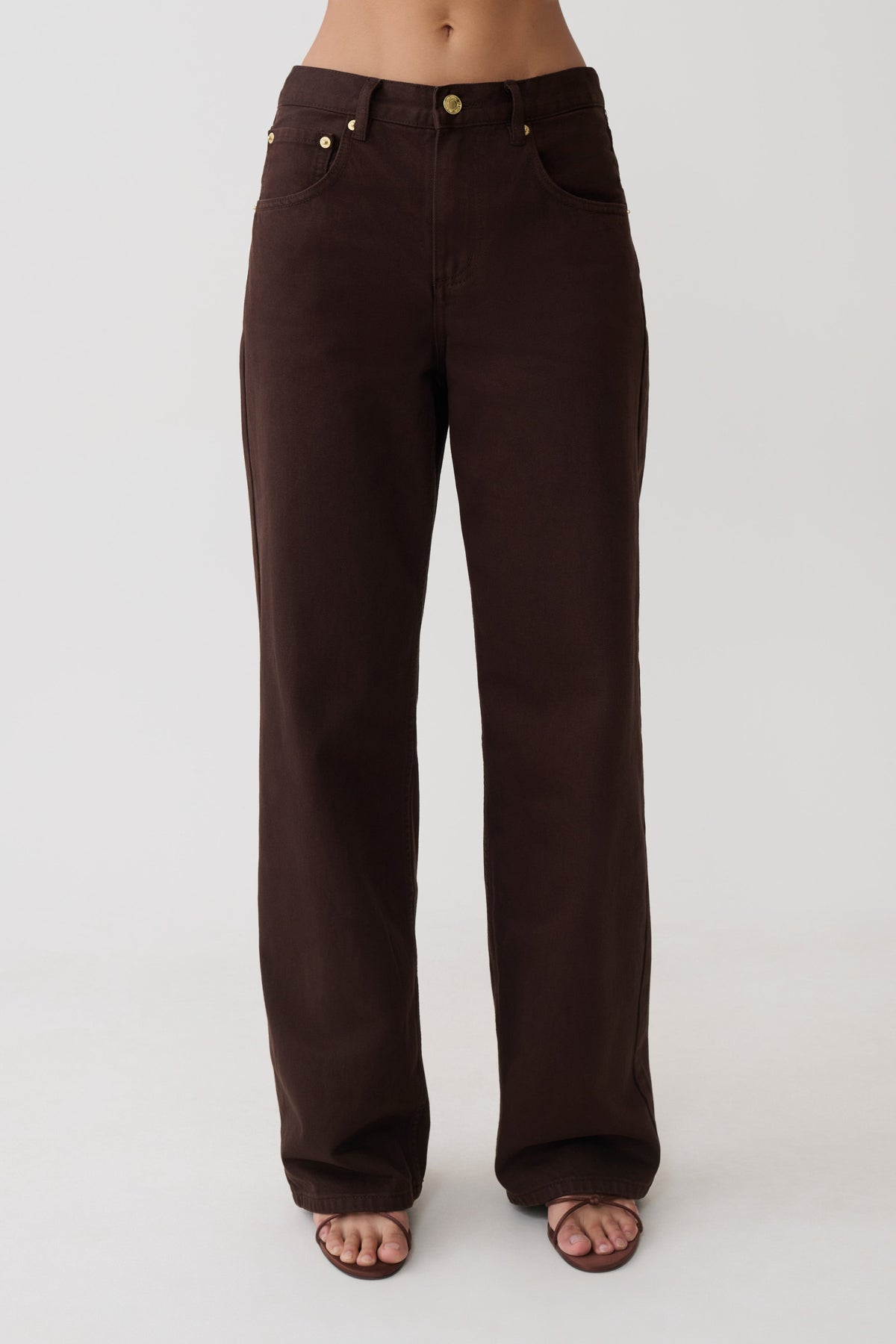 Mannon Mid Rise Denim Jeans - Chocolate