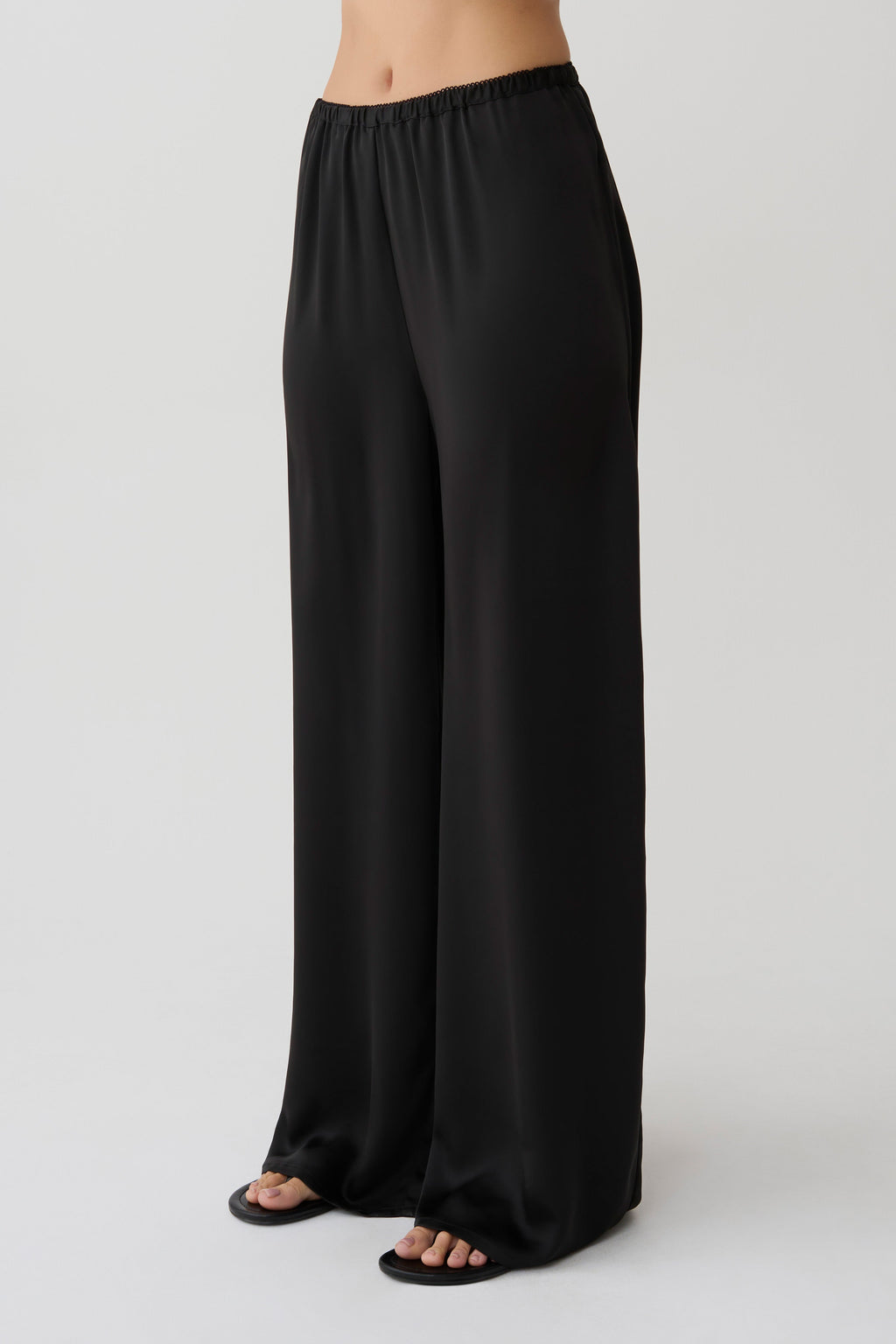 Alysa Satin Straight Pants - Black