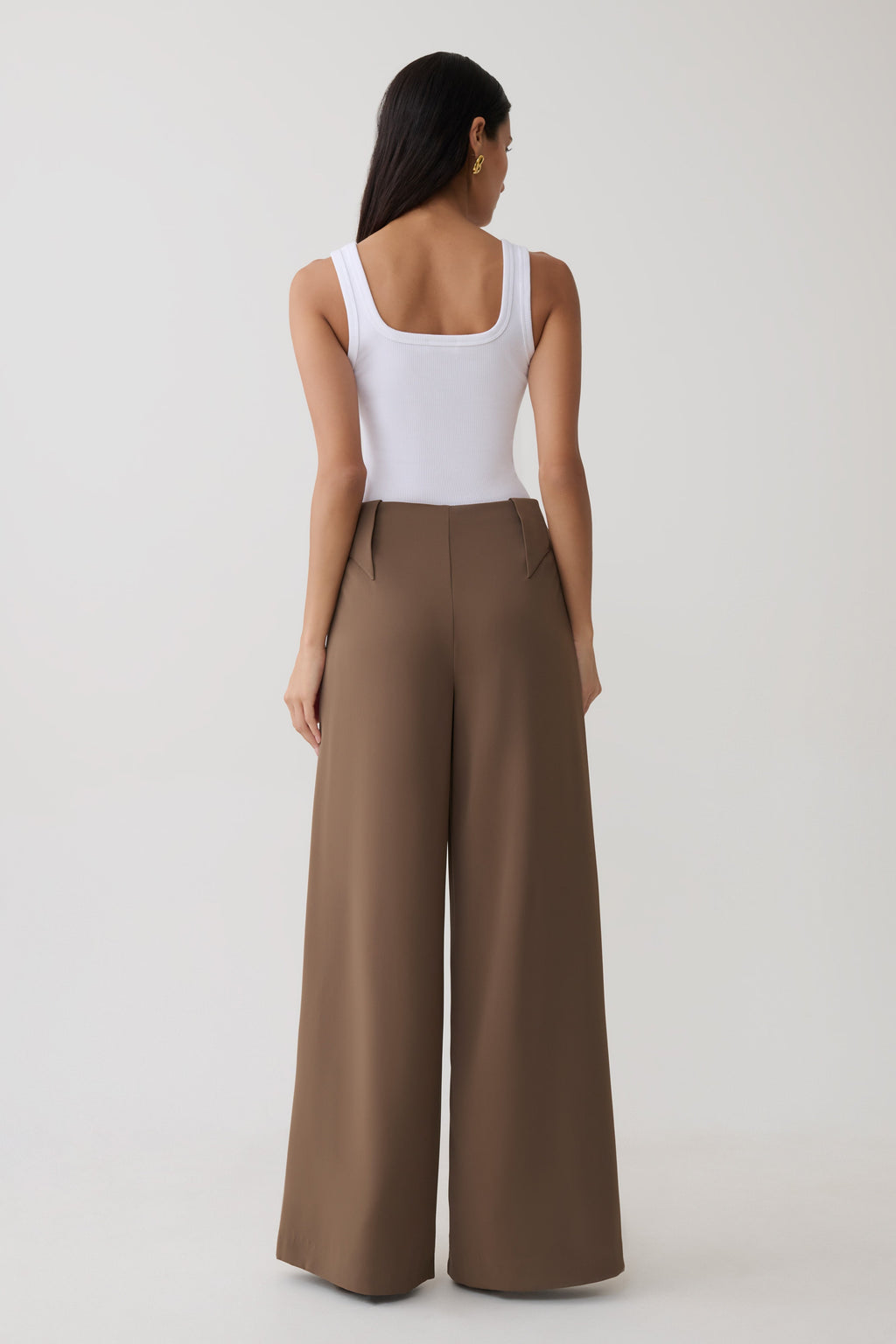 Arlo Wide Leg Suiting Trouser - Cacao Brown