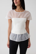 Belle Corset Sheer Short Sleeve Top - Ivory