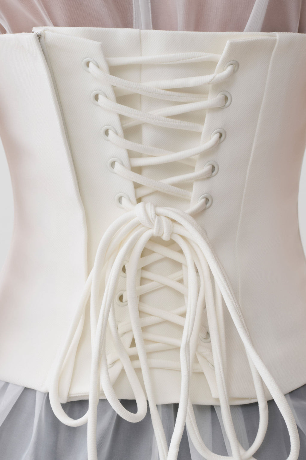 Belle Corset Sheer Short Sleeve Top - Ivory