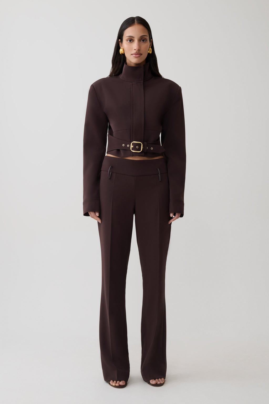 Brooke Straight Leg Suiting Pant - Burgundy