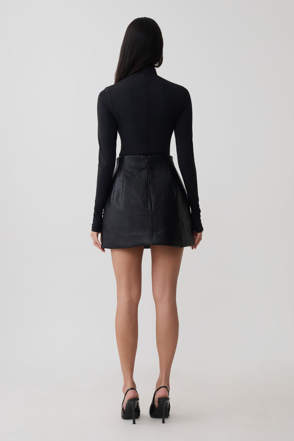 Jemima Faux Leather Mini Skirt - Black