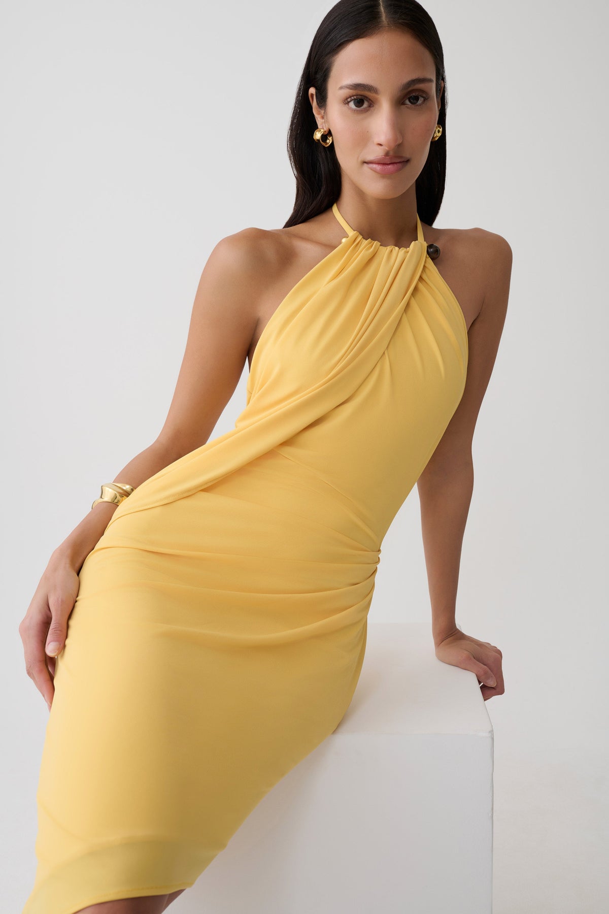 Yuna Draped Hardware Midi Dress - Mango