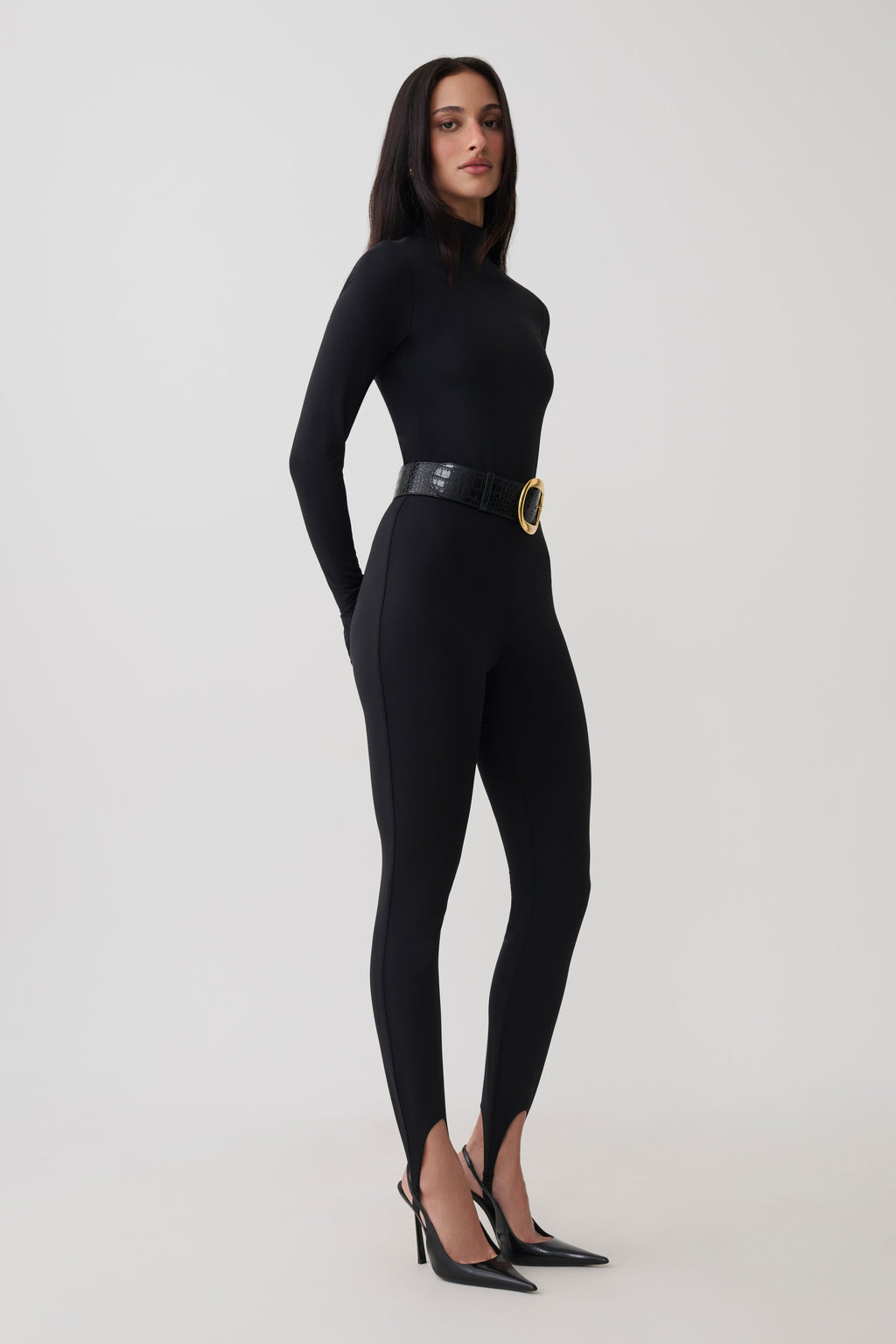 Almira Jersey Stirrup Leggings - Black