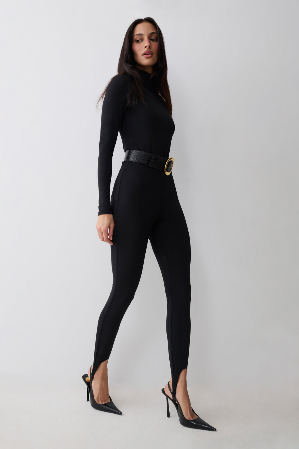 Almira Jersey Stirrup Leggings - Black