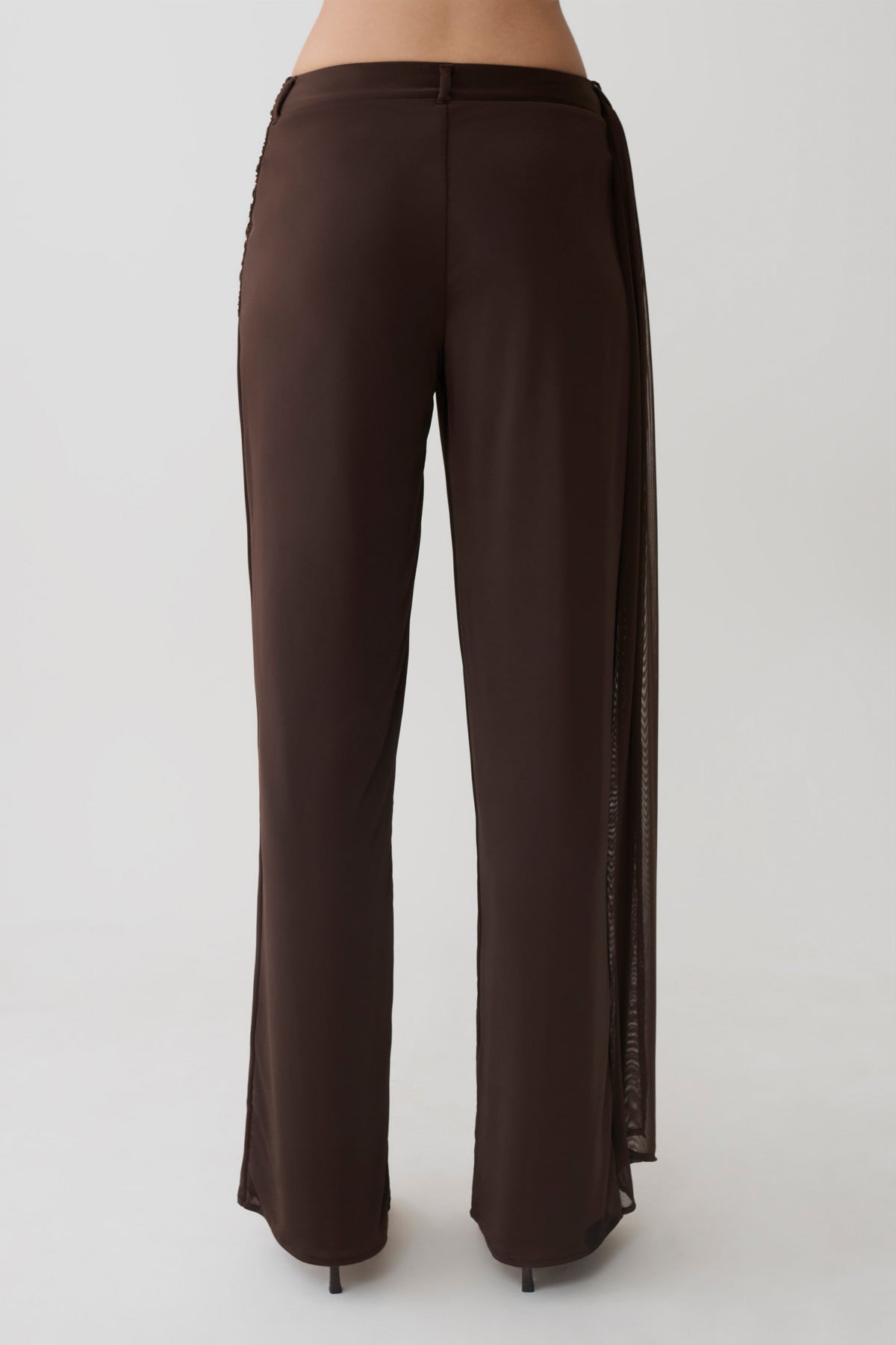 Aspyn Slinky Gathered Wide Leg Pants - Chocolate