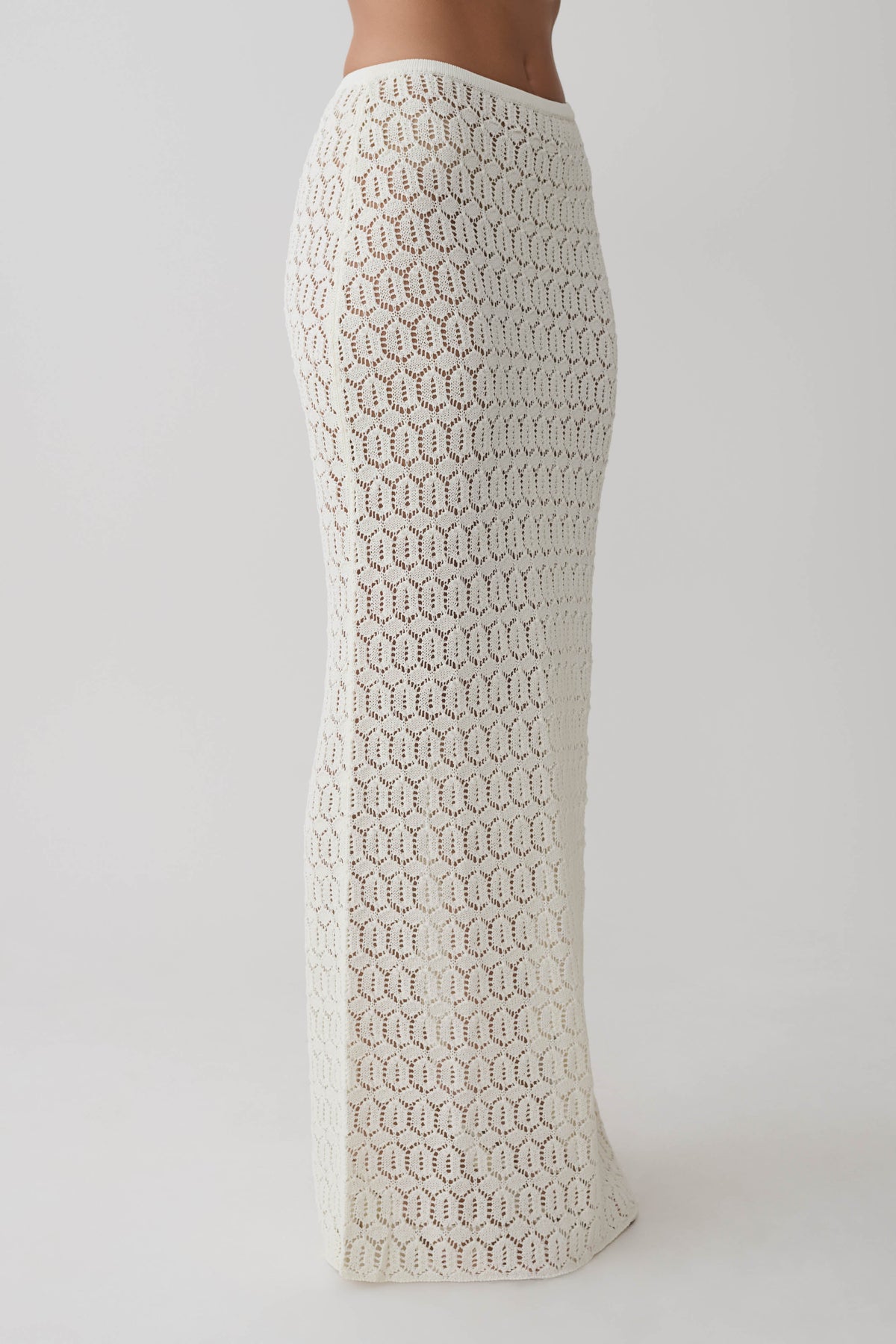 Courtney Crochet Knit Maxi Skirt - Ivory