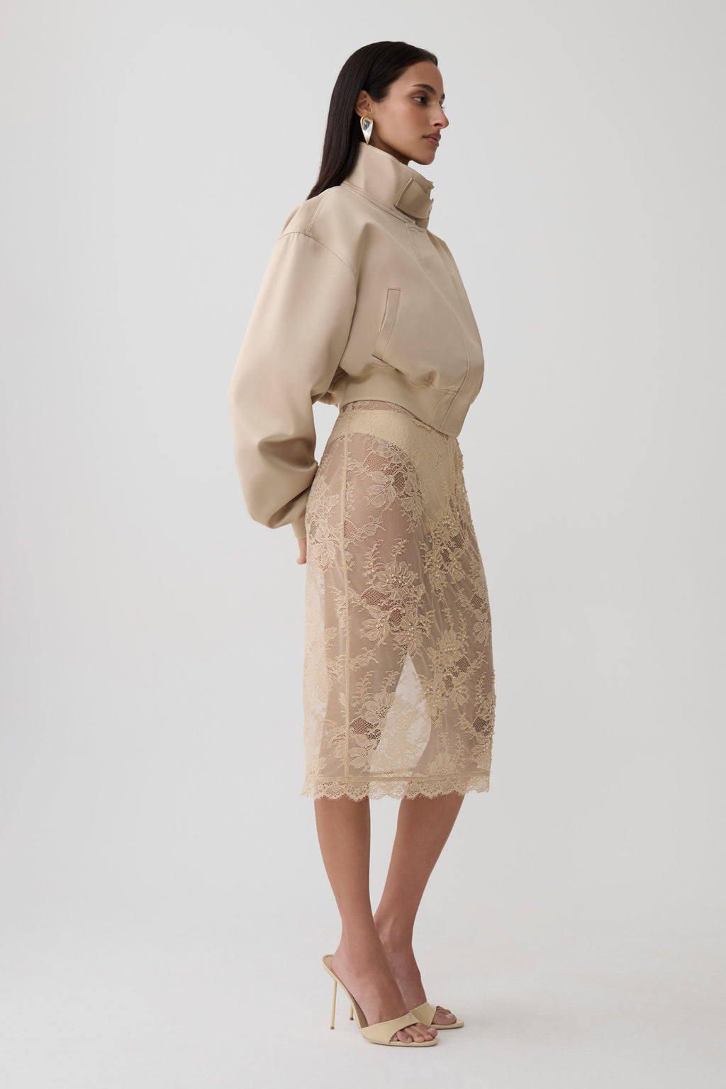 Nicolla Satin Bomber Jacket - Blush Rose Gold