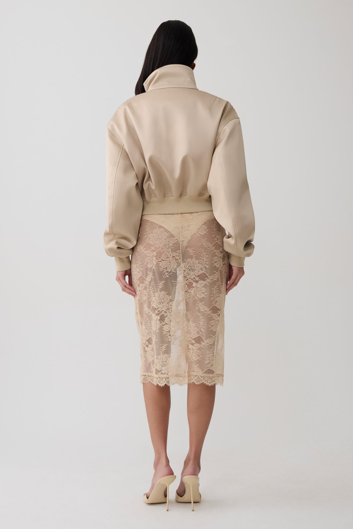 Nicolla Satin Bomber Jacket - Blush Rose Gold