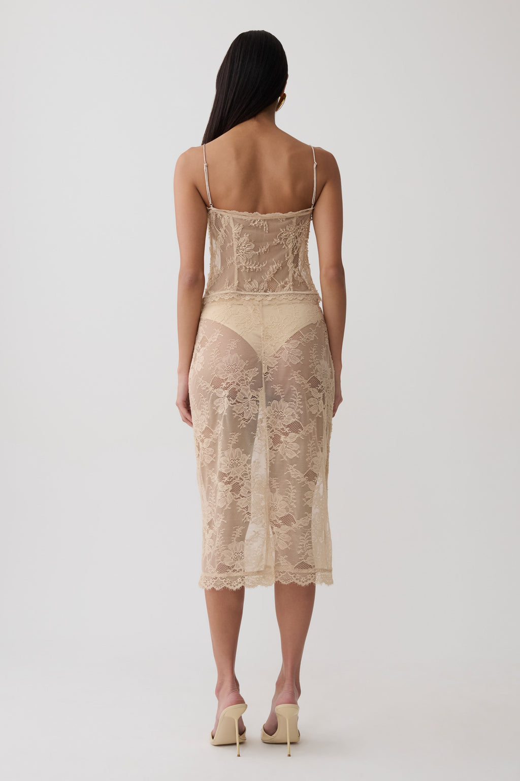 Marcelle Sweetheart Lace Top - Blush Rose Gold