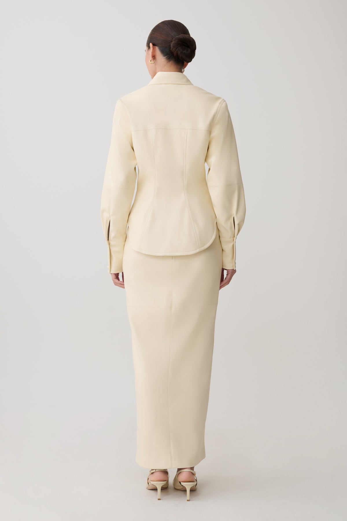 Winslet Faux Leather Maxi Skirt - Bone