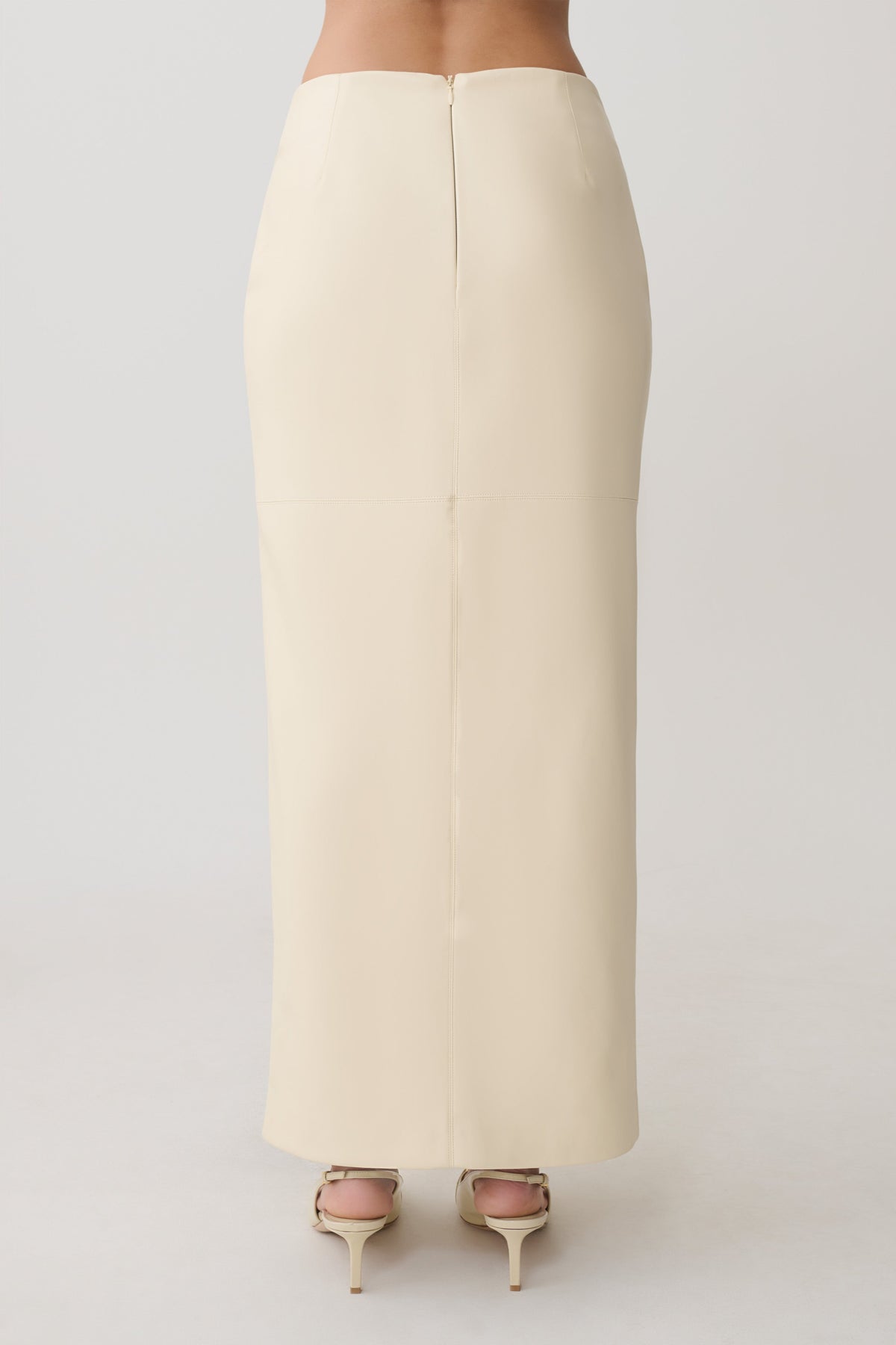 Winslet Faux Leather Maxi Skirt - Bone