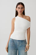Yuna Short Sleeve Draped Hardware Top - Ivory