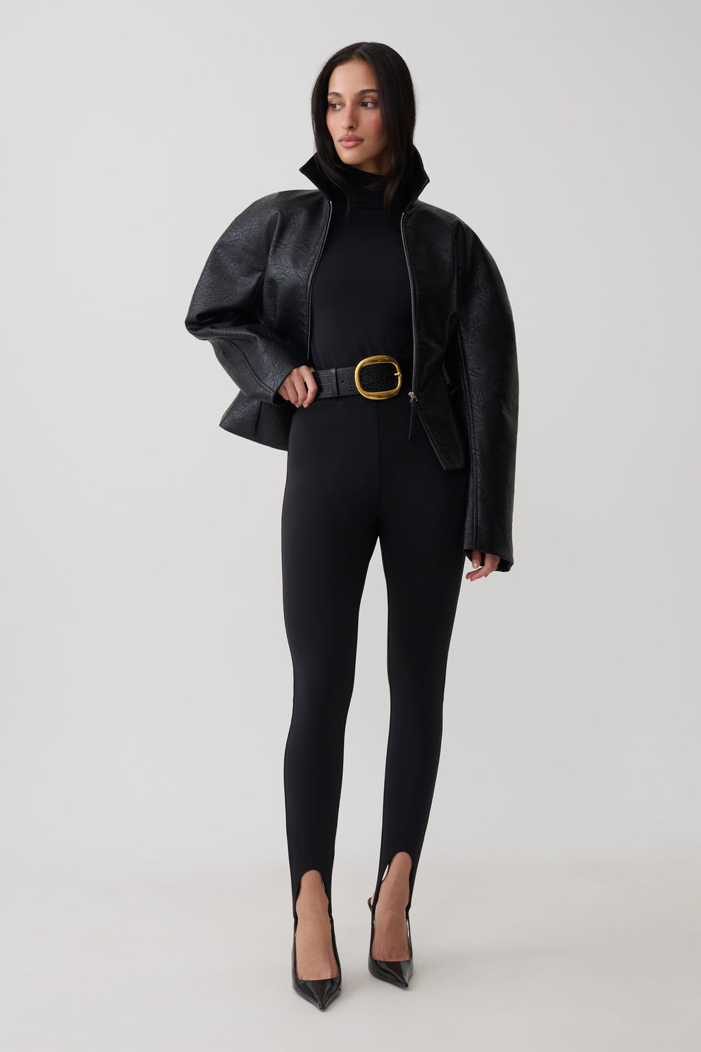 Almira Jersey Stirrup Leggings - Black