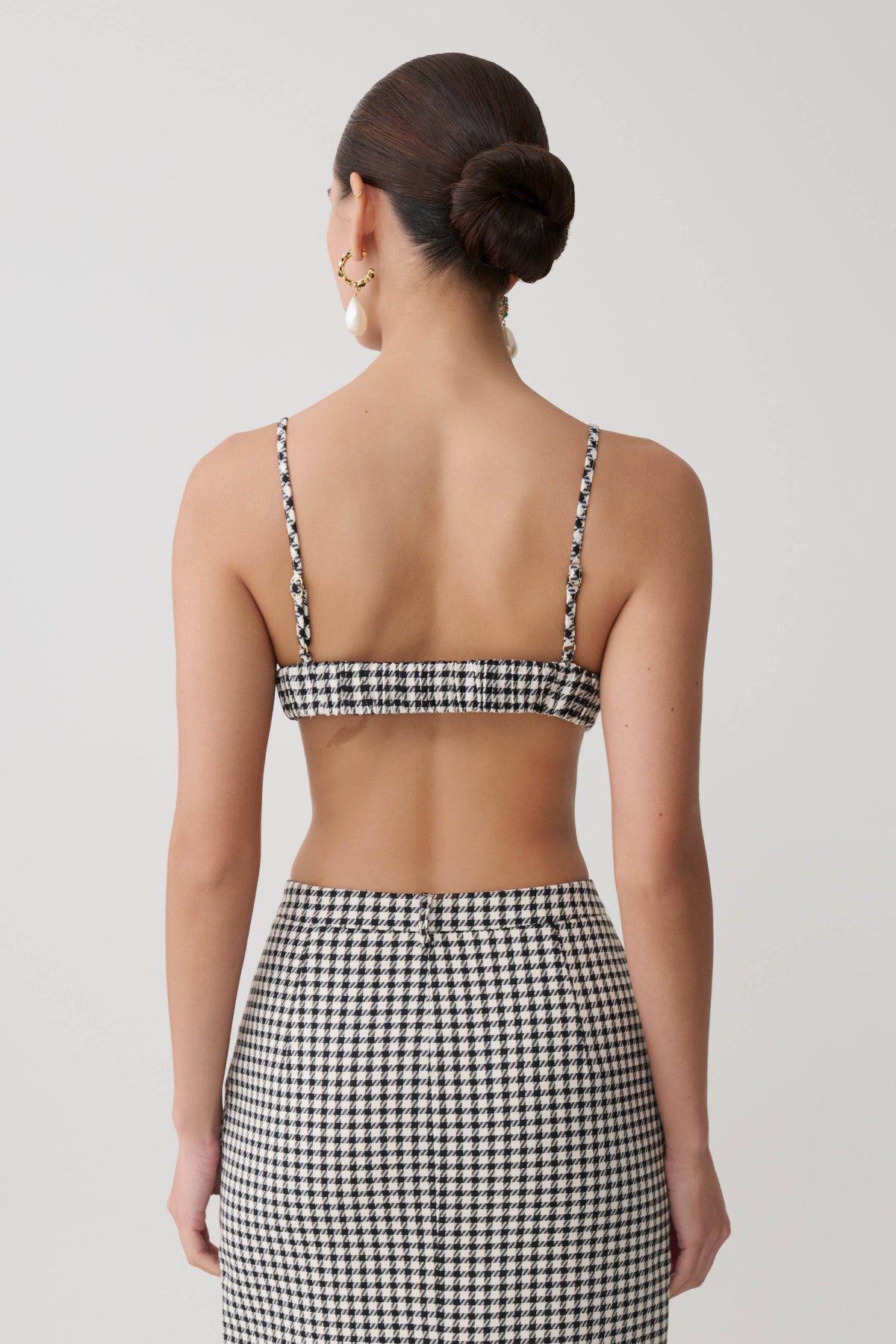 Amelie Tweed Bralette - Houndstooth