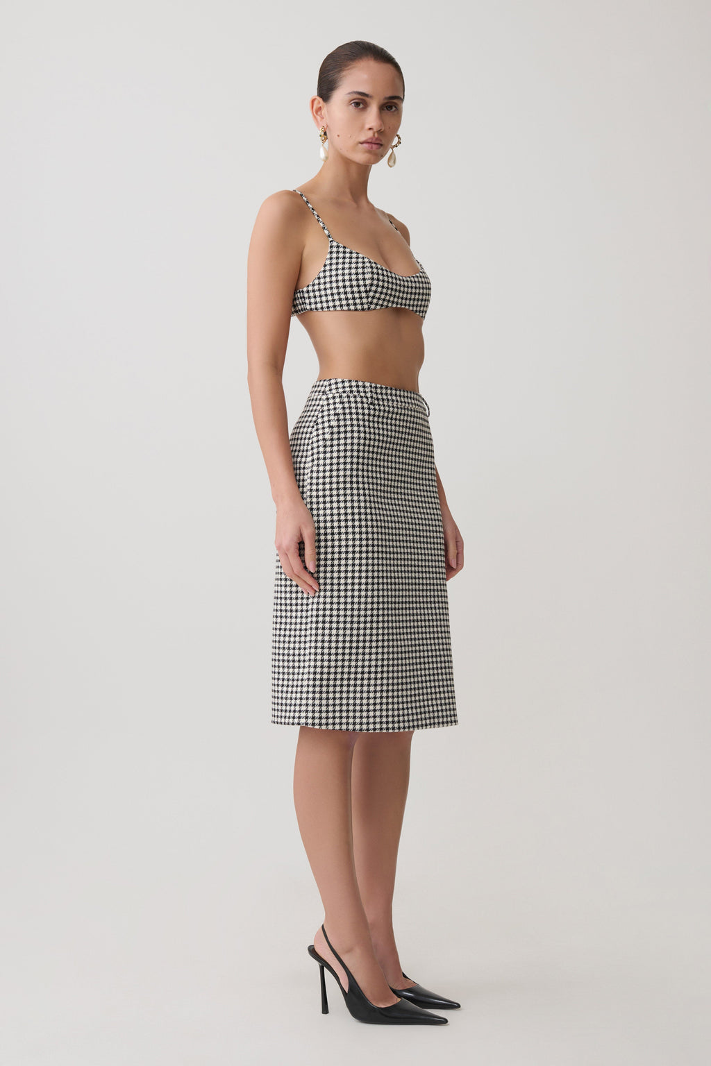 Amelie Tweed Midi Skirt - Houndstooth
