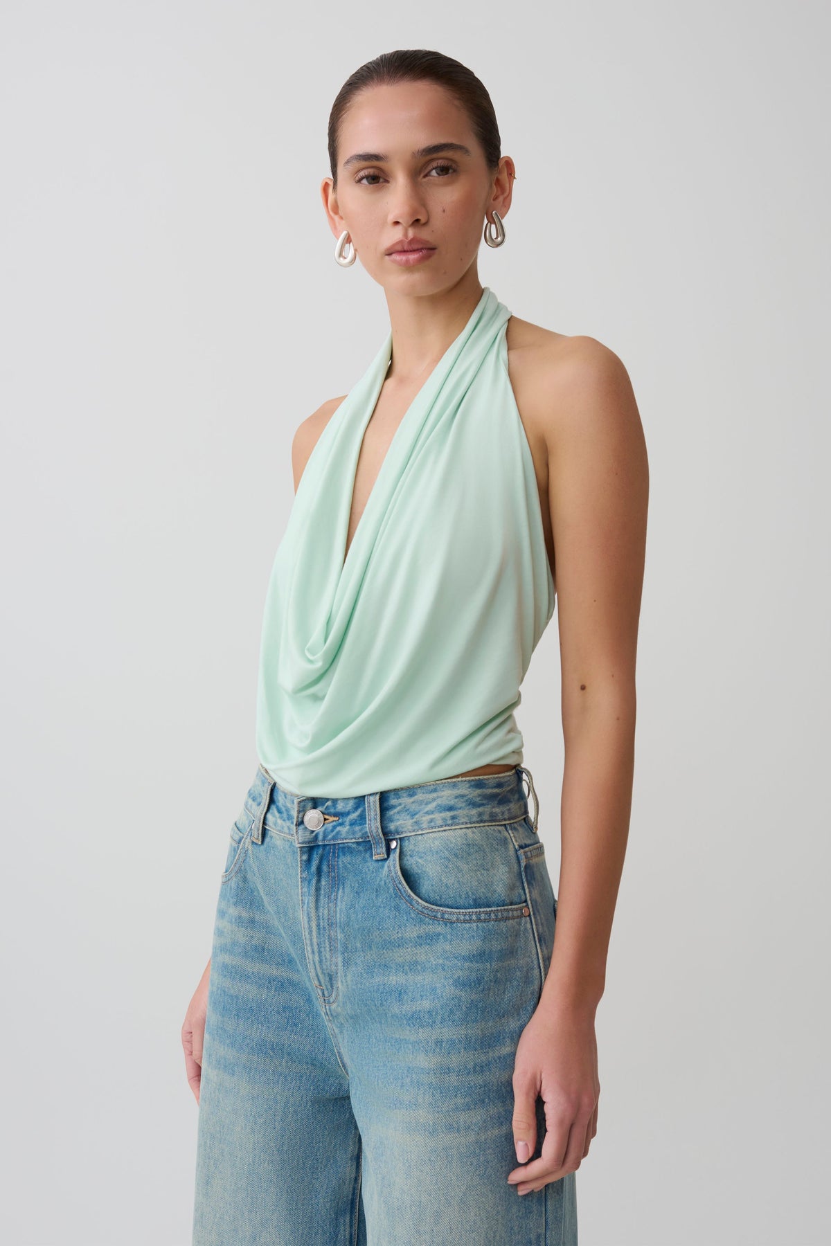 Huyen Cowl Front Modal Top - Mint