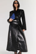 Rundy Croc Faux Leather Coat - Black