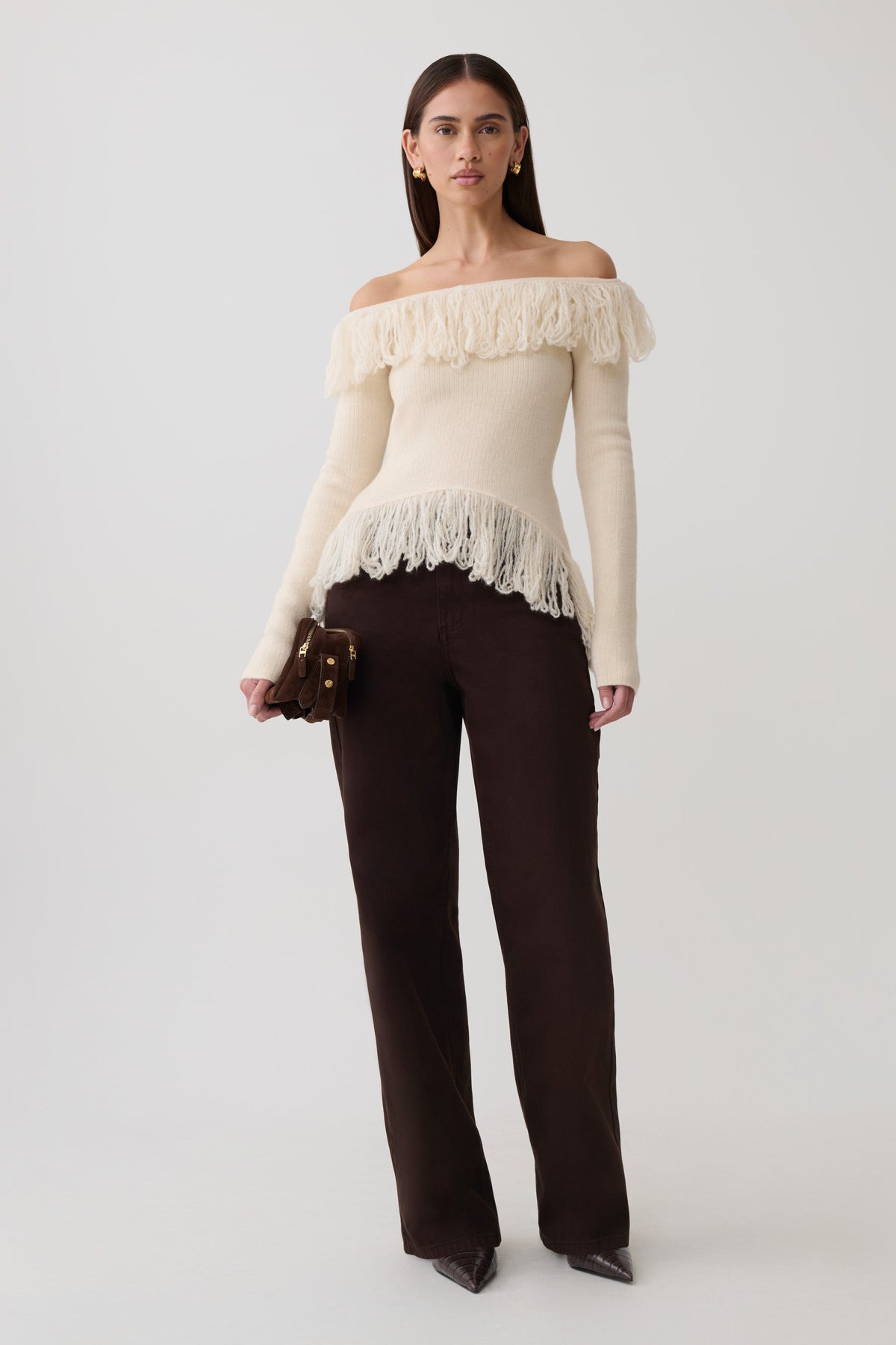 Sammie Fringe Knit Top - Cream