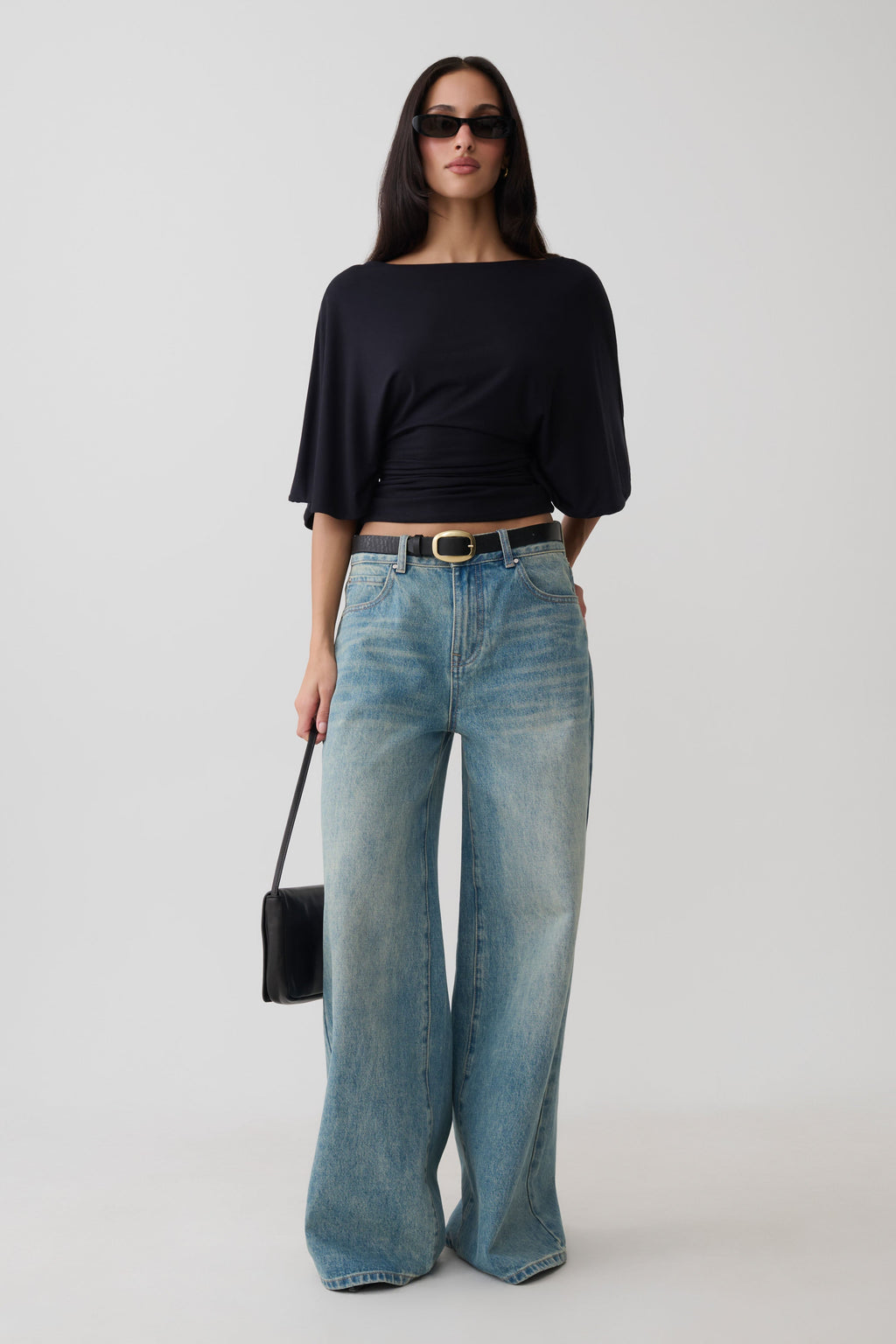 Sila Modal Batwing Short Sleeve Top - Black
