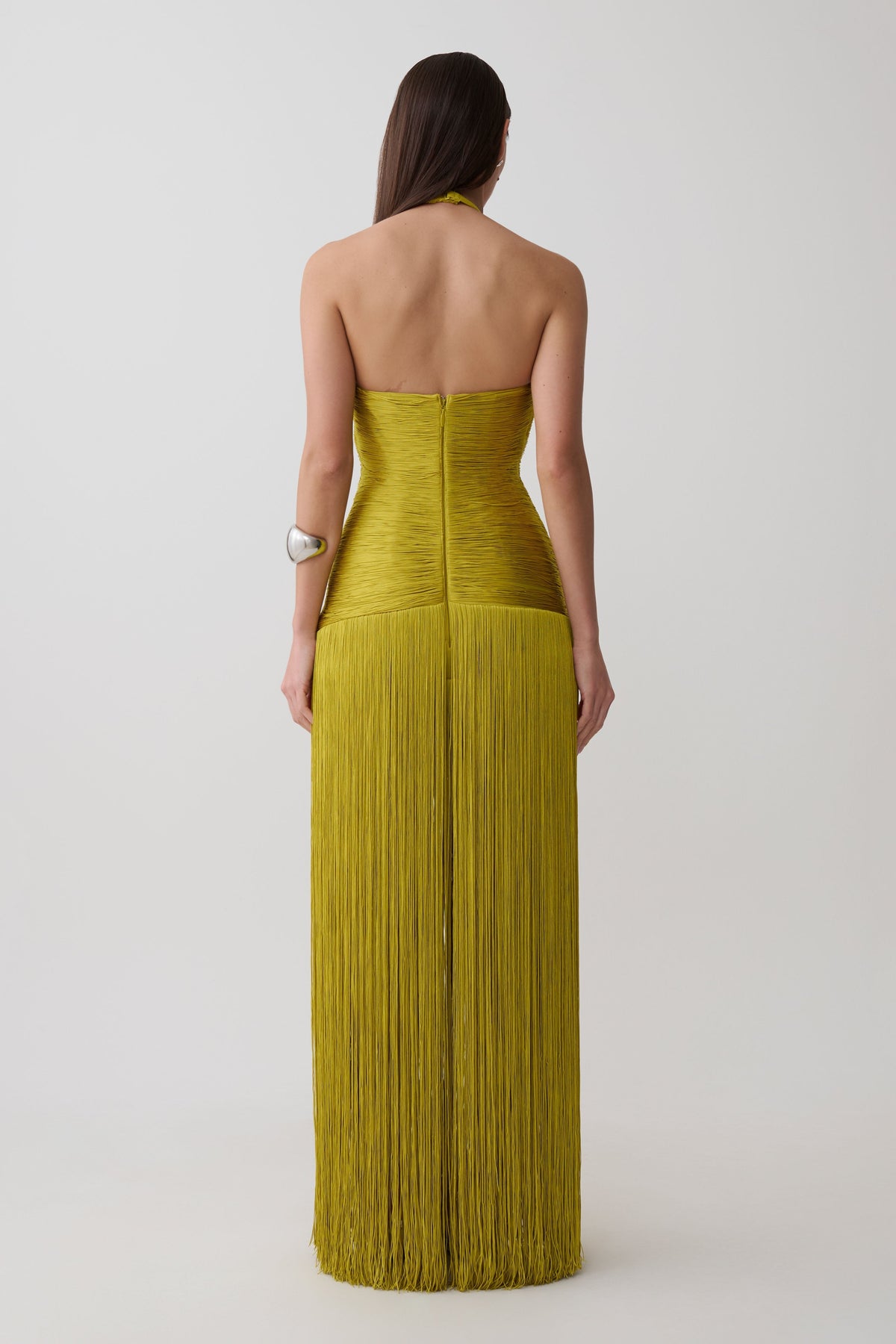 Tiffany Fringe Maxi Dress - Chartreuse