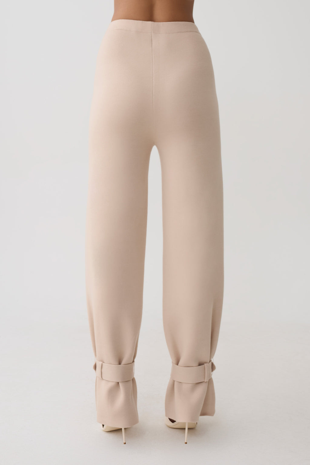 Blaine Knit Cuffed Wide Leg Pants - Oat Marle