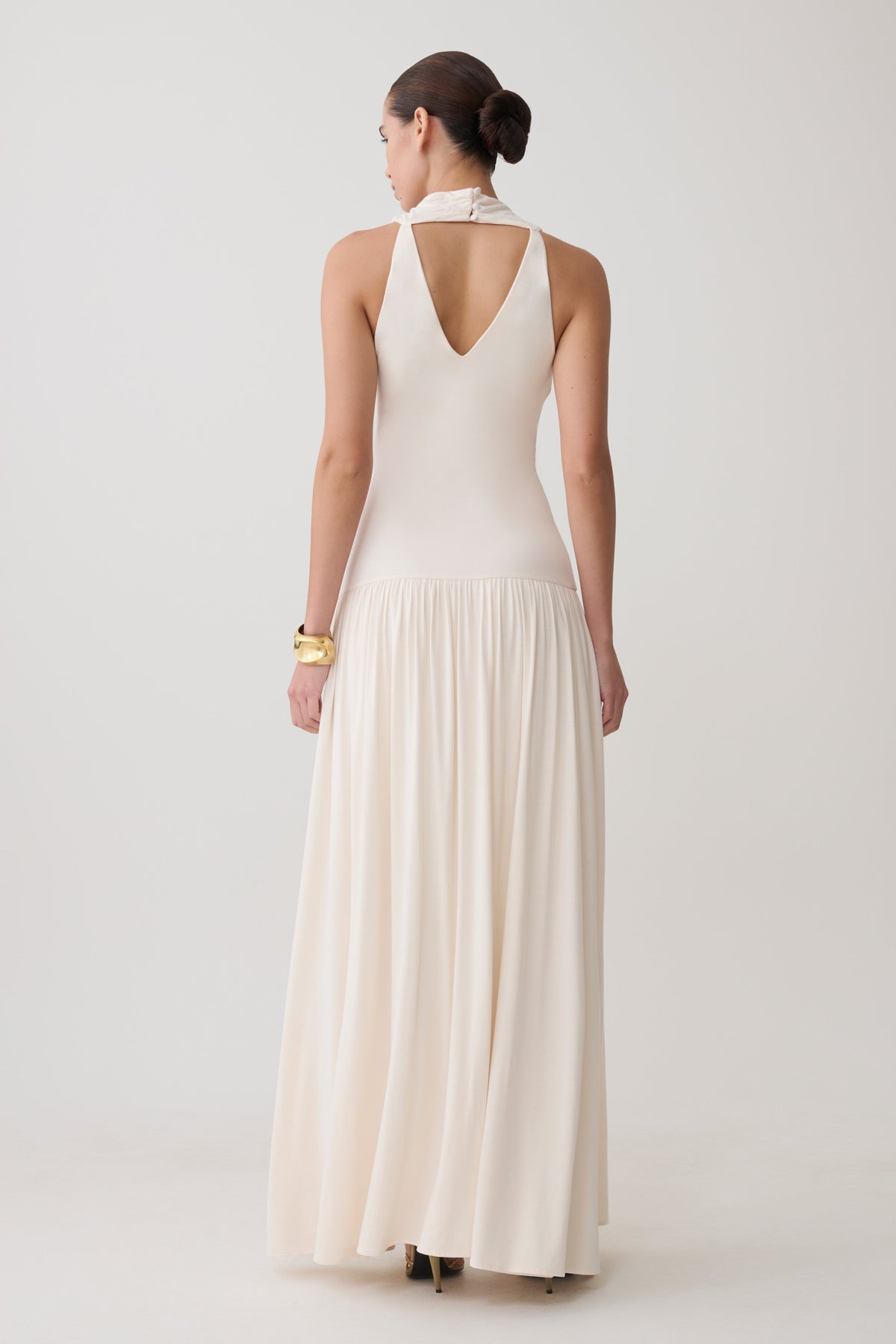 Zsela High Neck Modal Maxi Dress - Ivory