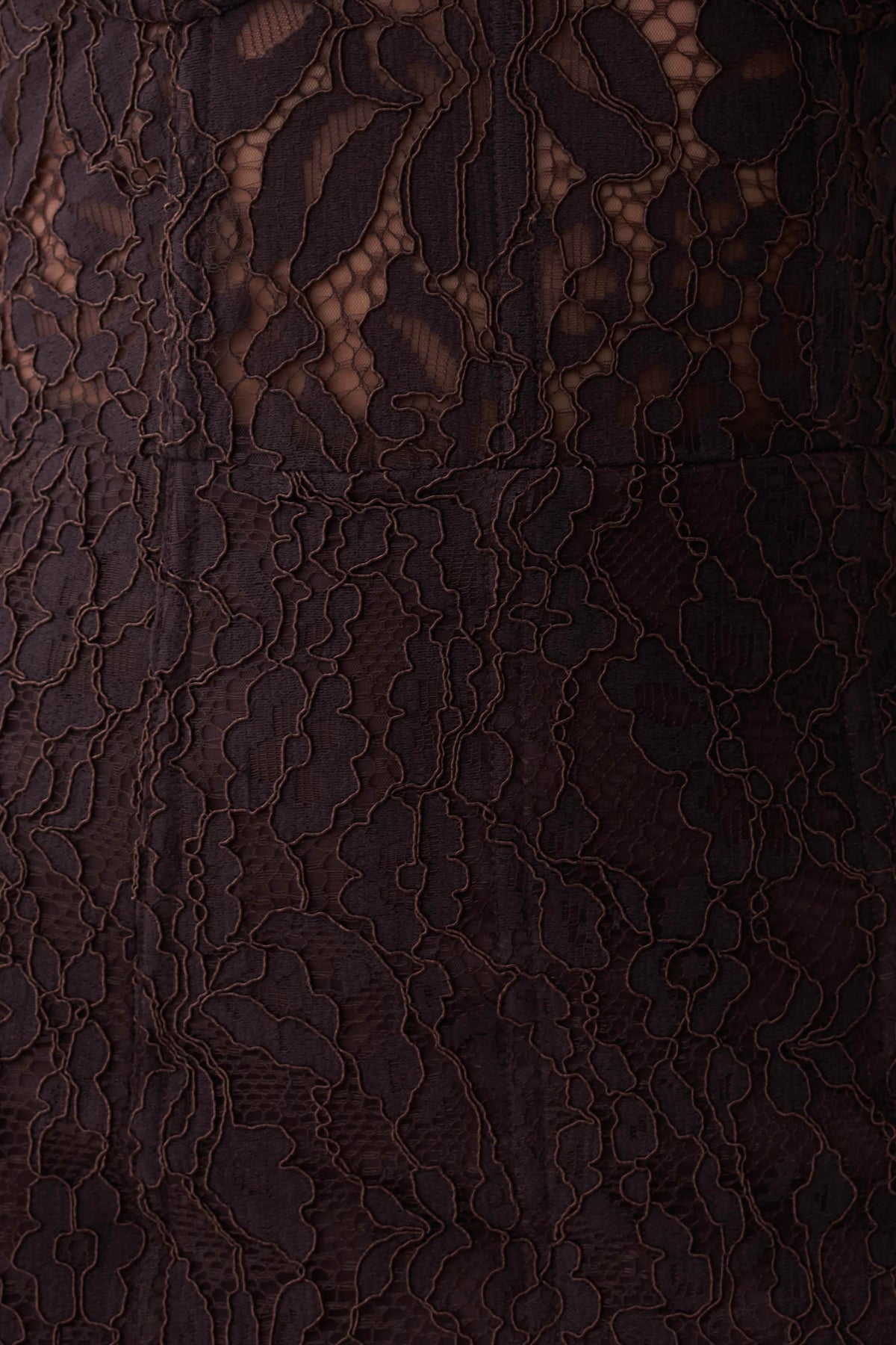 Ottilie Lace And Mesh Midi Dress - Dark Chocolate
