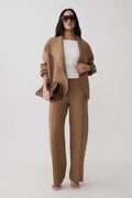 Brittany Pleat Front Knit Pants - Camel