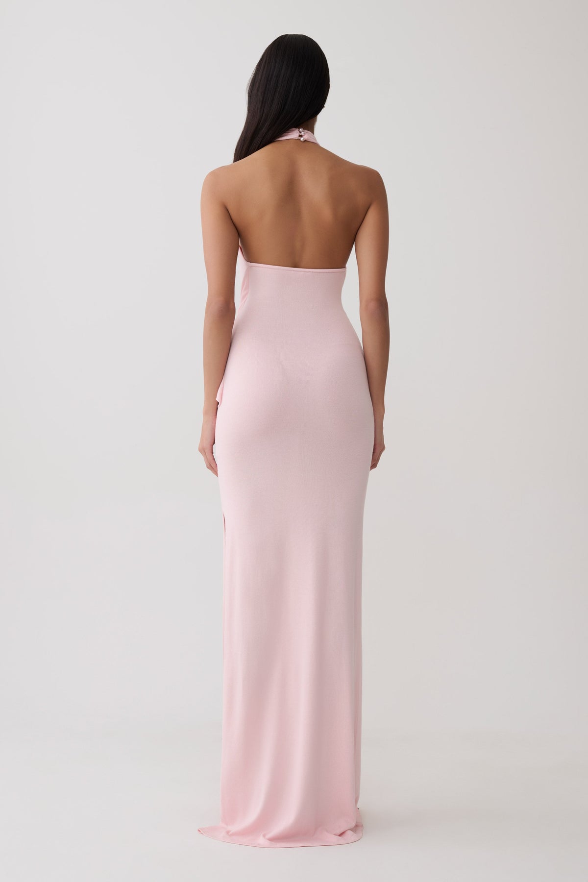 Cindylou Halter Knit Maxi Dress - Baby Pink