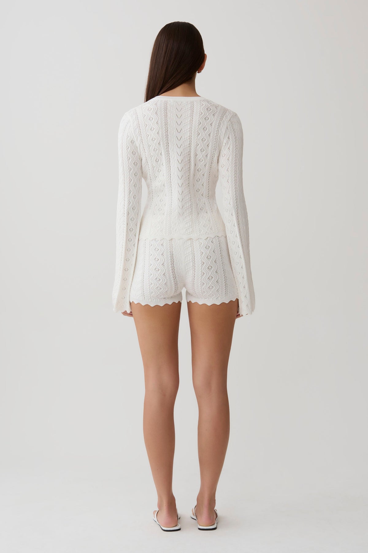 Darlene Pointelle Knit Shorts - White