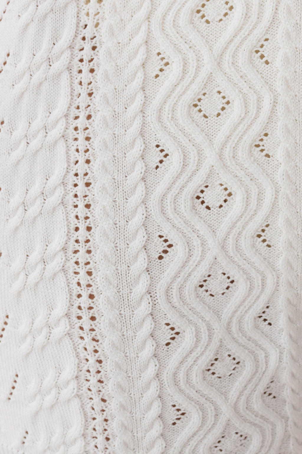 Darlene Pointelle Knit Long Sleeve Top - White