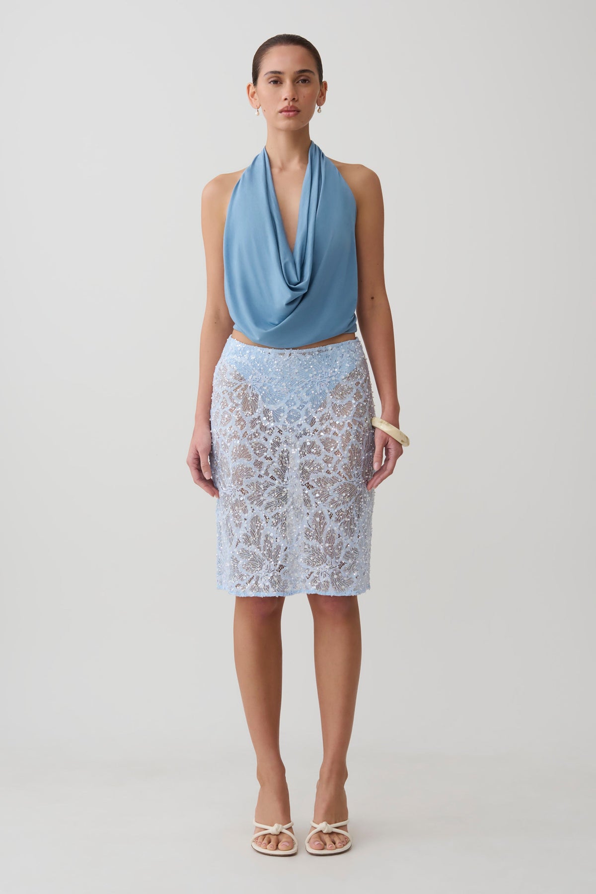 Huyen Cowl Front Modal Top - Blue Shadow