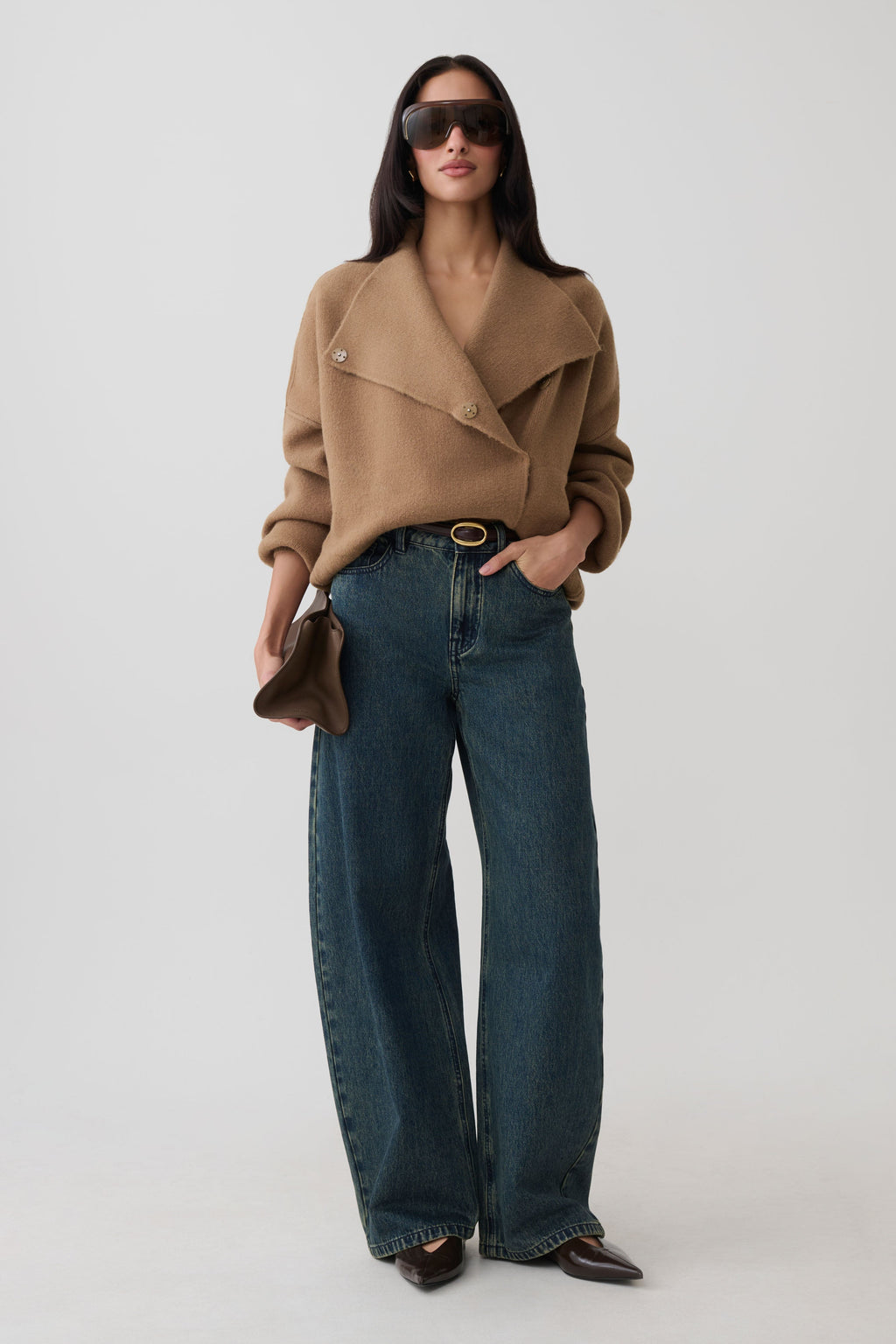 Brittany Blouson Knit Cardigan - Camel