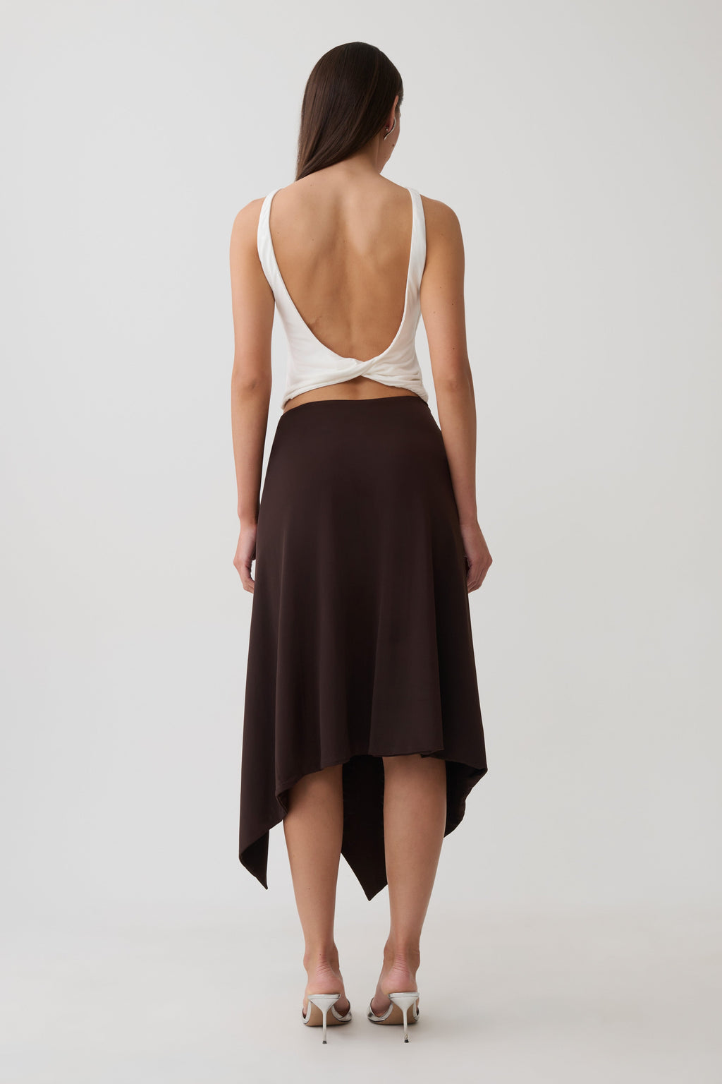Sault Hankie Midi Skirt with Hardware - Dark Chocolate