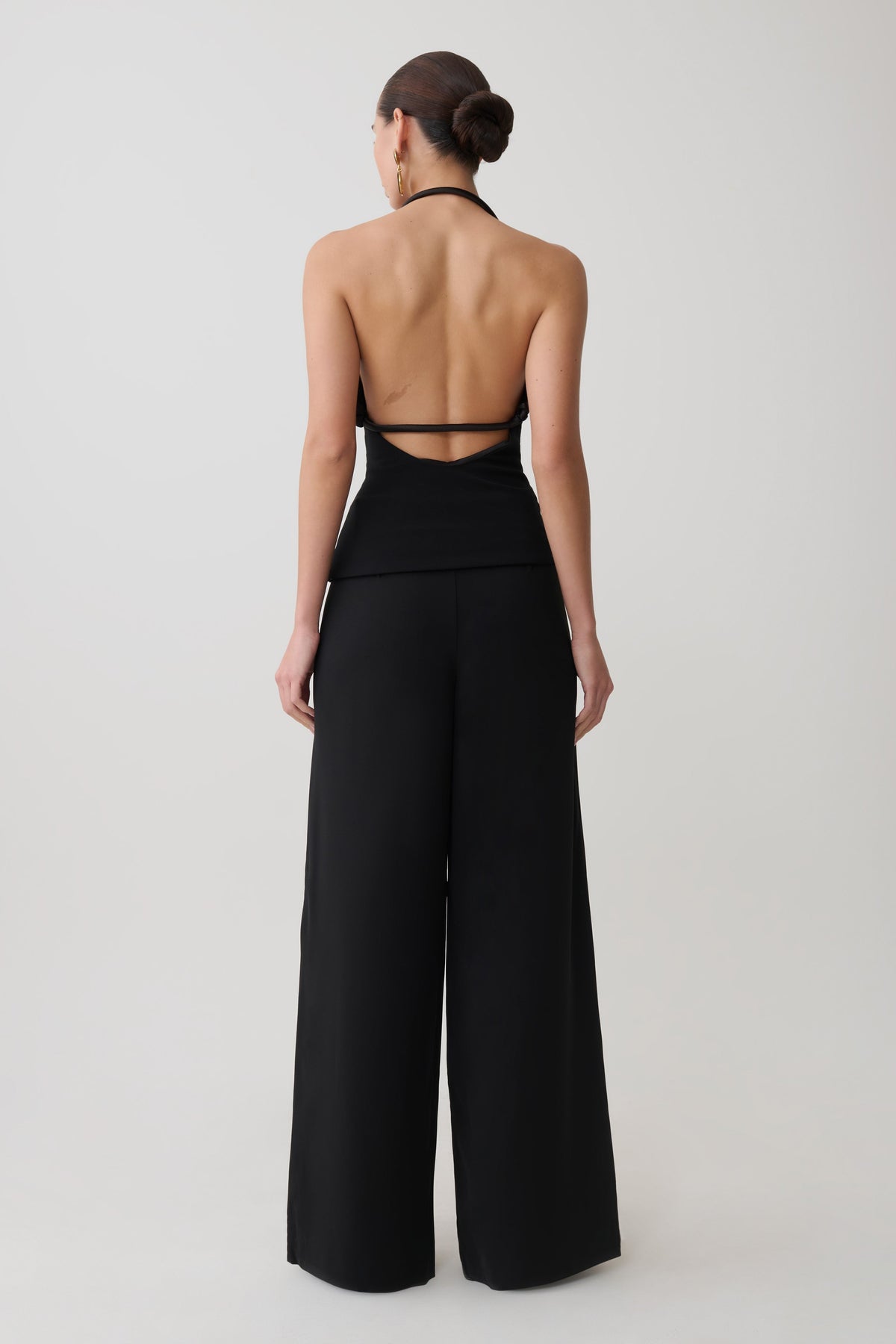 Gracie Halter Neck Asymmetrical Top - Black